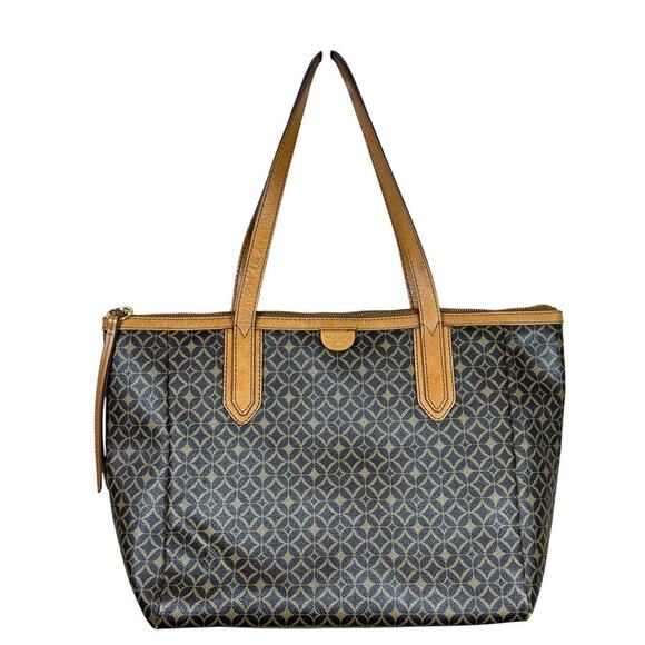 Fossil Sydney Purse Brown Coated Canvas Signature Large Shoulder Tote Bag - Picture 1 of 15